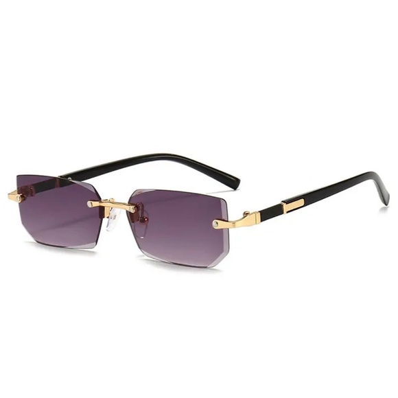 Vintage Square Rimless Gray Sunglasses - Picture 1 of 2